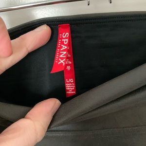SPANX metallic, faux leather leggings, size L